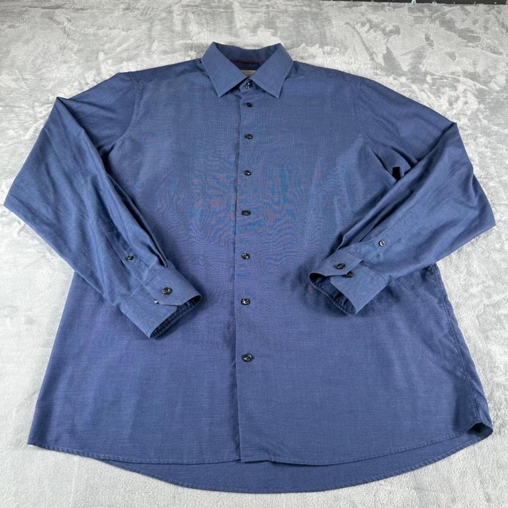 Eton Oxford Dress Shirt Mens XXL 18 46 Blue Contemporary Business Professional